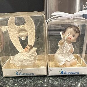Lunouro baby shower favors religious Angel Figurine Set two